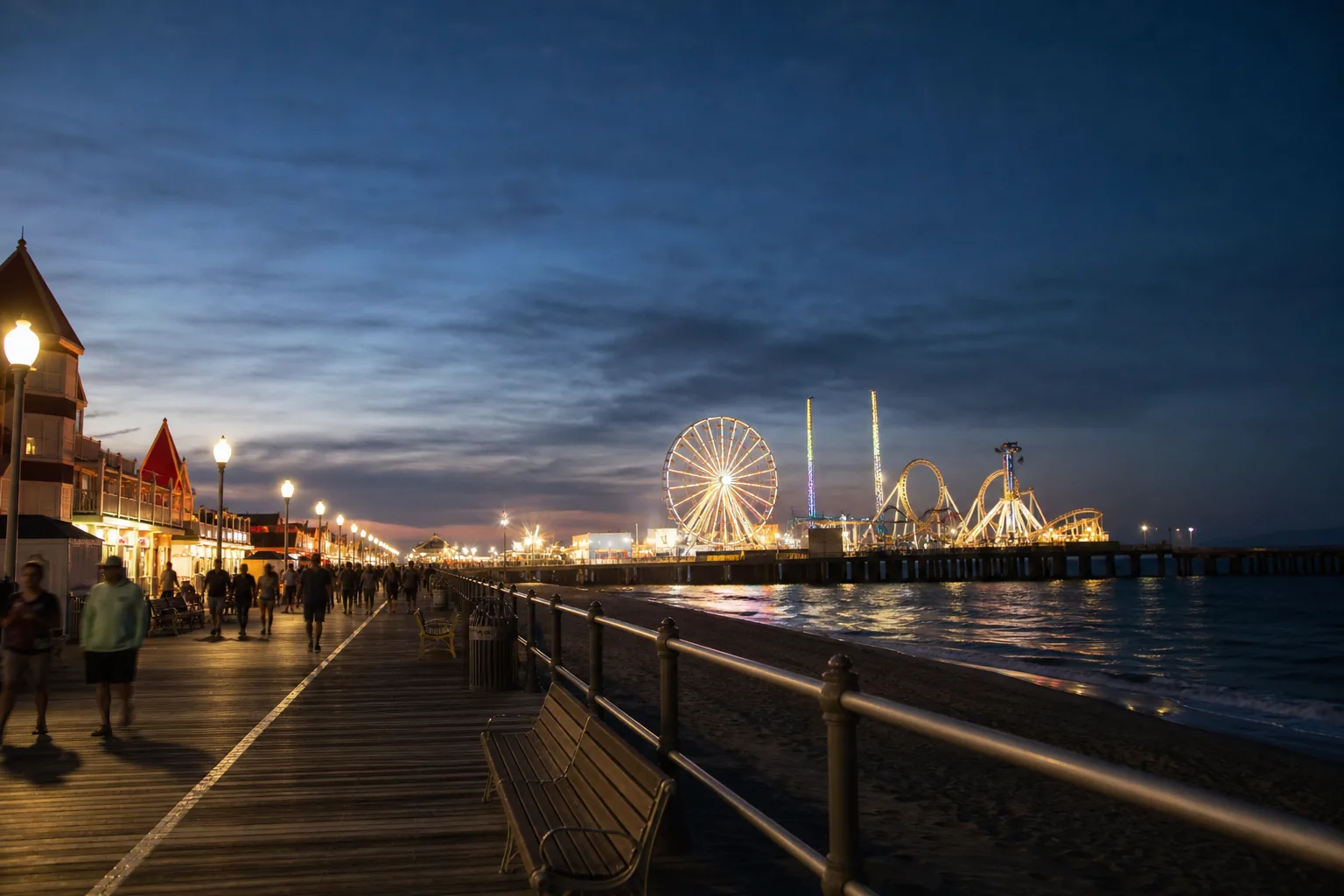 Ocean City evening lights ready for a fireworks plan